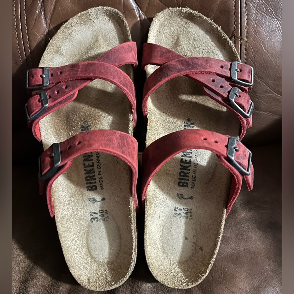 Birkenstock Franca Oiled Leather Fire Red Sz. 37